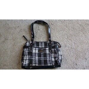 NINE WEST NINE & CO Purse Black Plaid Crochet Shoulder Bag Preppy